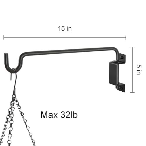 AILIN YELOKIE 15" 360° Swivel Plant Hanger - Heavy Duty Solid Steel Wall Hook, 12-Directional Adjustable for Bird Feeders, Outdoor/Indoor Plants, Garden & Patio (2-Pack) - color: Black, size: 15in-2U-Swivel