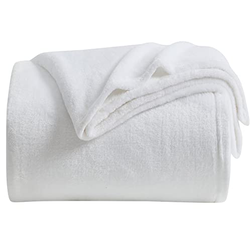 KMUSET Fleece Blanket Twin Size White Lightweight Throw Blanket Super Soft Cozy Microfiber Blanket 60x80 Inches - color: White, size: Twin(60"x80")