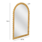 Pemberly Row Jumbo Arched Wall Mirror, Handwoven Natural Rattan Frame, Contemporary Design, 48" W x 79" H, Coastal Style Floor Mirror for Entryways, Bedrooms, or Living Spaces