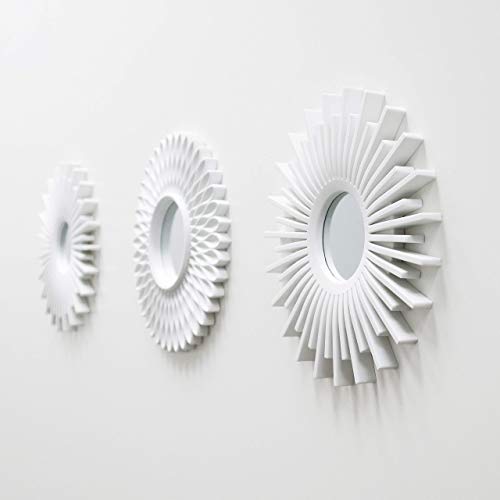 BONNYCO Wall Mirrors Pack of 3, Round White Mirrors for Home Decor, Bedroom and Room. Espejos Decorativos de Pared Sala Dormitorio, Circle Wall Decor Minimalist Vintage, Chic. Gifts for Women Mums - color: White