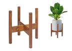 Adjustable Plant Stand for 8–12 Inch Pots, Solid Acacia Wood, Mid-Century Modern Indoor Outdoor Planter Holder with Stainless Steel Screws, Natural Brown (Pot & Plant Not Included) - color: PU Natural Brown