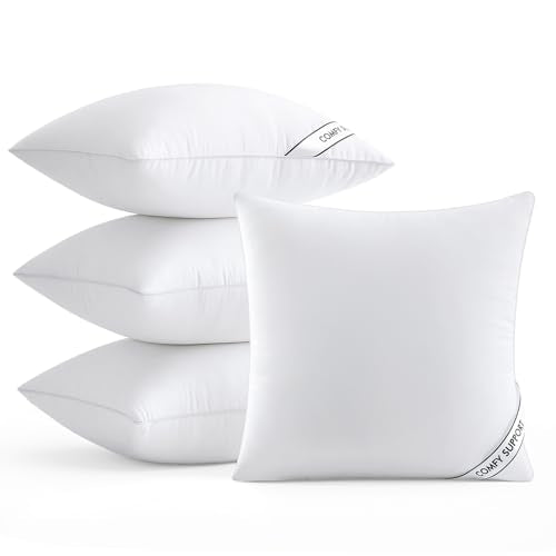 MIULEE 16x16 Inch Pillows Inserts, Pack of 4 Down Alternative Virgin Filling Comfy Support Throw Pillows for Sofa Couch Bed - size: 16x16