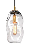 CASAMOTION Modern Pendant Lights Kitchen Island Large Gold Hanging Light Fixtures for Dining Table Blown Art Glass Clear Organic Globe Bedroom Foyer Entryway Hallway Lamp 12 Inch 1 Pack - color: Clear+Glod 12"H-1 Pack