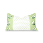 Hofdeco Premium Grandmillennial Coastal Hampton Patio Indoor Outdoor Lumbar Pillow Cover Only, 12"x20" Water Repellent for Backyard, Couch, Poolside, Green Print Block Print Striped Lily of the Valley - color: Grass Green Block Print Striped Lily of the V
