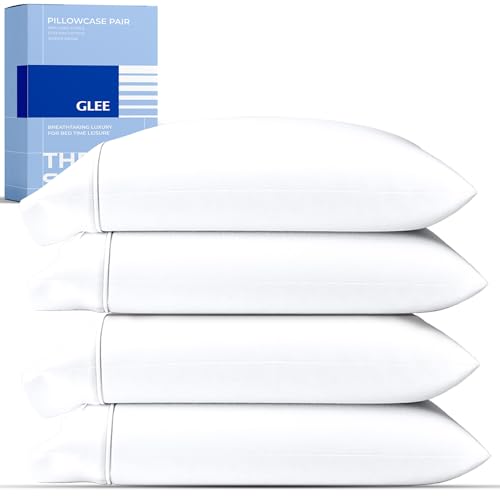 THREAD SPREAD 100% Cotton Pillow Cases Queen Size Set of 4 - Luxury 400 Thread Count Queen Pillow Cases (Pack of 2, White), Soft Cooling Hotel Cotton Pillowcases, Fits Standard Pillows - color: White, size: Queen - Pack of 4
