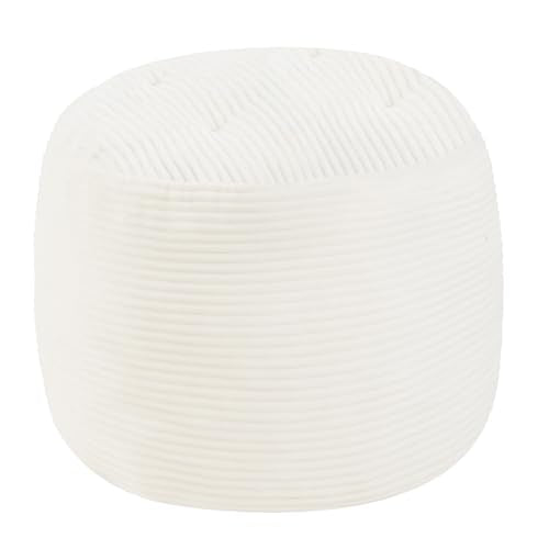 MeMoreCool Round Pouf Ottoman – Beige Corduroy Footrest with Foam Filling Compact Foot Stool for Couch, Living Room Decor, Dorms & Small Spaces - color: Beige
