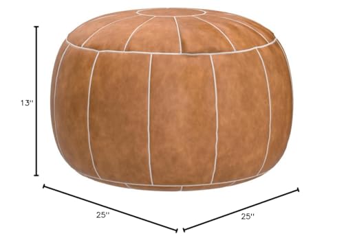 Decorative Pouf Foot Stool Round Unstuffed Leather Ottoman Cushion Storage seat or for Resting Your Feet on, Floor Chair Foot Living Room Bedroom Kids Room and Wedding (Brown) - color: Brown