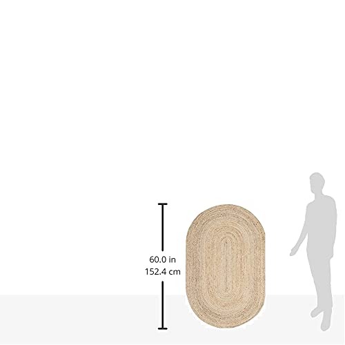 SAFAVIEH Area Rug 3x5 Oval - Cape Cod Collection - Natural Brown, Handmade Braided Flat Weave Jute (CAP252A) - size: 3' x 5' (Oval)
