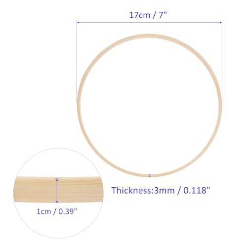 M METERXITY 12 Pack Wooden Bamboo Floral Hoop-7 Inch Craft Wooden Wreath Rings, Apply to DIY Wedding Wreath Decor/Macrame Dreamcatcher/Wall Hanging Crafts (Wooden) - size: 7 Inch