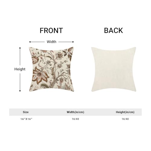 Chinoiserie Pillow Covers 16x16 Set of 2 Vintage Brown Floral Throw Pillow Covers Outdoor Decoration Boho Brown Flower Pillowcase Farmhouse Decorative Linen Cushion Case for Home Sofa Couch - color: Chinoiserie-floral-brown, size: 16" x 16" (Pack of 2)