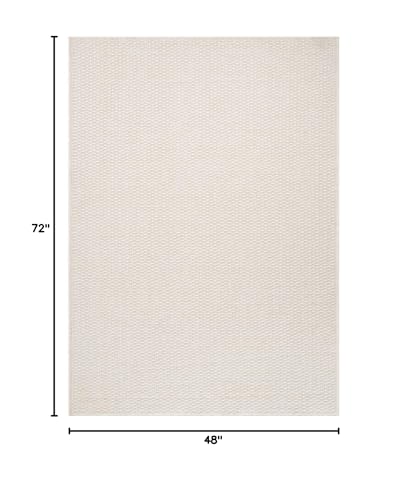 Easy Jute Rug 4x6 Indoor Outdoor Natural Rugs Solid Fiber Rug Woven Area Rug Boho Easy Clean Inside Carpet for Living Room Bedroom Dining Room Hallway or Outdoor Patio Porch (4 X 6 Bone) - color: Bone/White, size: 4' x 6' (Rectangular)