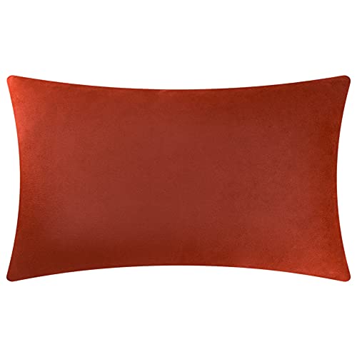 KINGROSE Handmade 3D Flower Soft Home Decorative Throw Pillow Case Rectangle Cushion Cover for Sofa Couch Chair Bed 12 x 20 Inches Solid Suede Rust Red - color: Rust Red