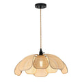 20 Inch Boho Flower Chandeliers for Dining Room Farmhouse Rattan Pendant Lights Girl Chandelier Hand Woven Bedroom Light Fixture Hanging Lamp for Kitchen Island - size: 20 Inch Ceiling