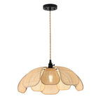 20 Inch Boho Flower Chandeliers for Dining Room Farmhouse Rattan Pendant Lights Girl Chandelier Hand Woven Bedroom Light Fixture Hanging Lamp for Kitchen Island - size: 20 Inch Ceiling