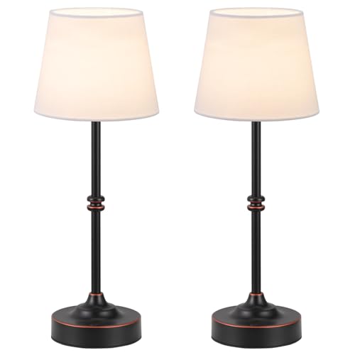 Kakanuo Rechargeable Cordless Table Lamp Antique Black - 2 Pack 4000mAh Battery Operated Lamp, 3000K Warm Light, Touch Control Stepless Dimming, for Bedside, Dining Table, Home Decor - color: Oil-Rubbed Antique Black, size: 2 Pack - 15.6in