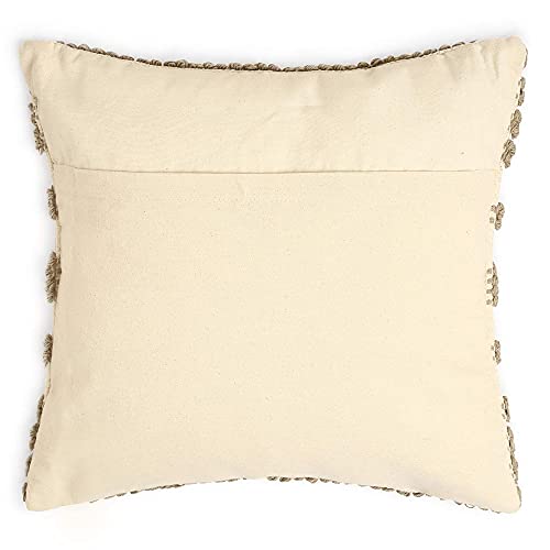 · REDEARTH · Boho Textured Throw Pillow Cushion Covers - Woven Tufted Decorative Farmhouse Cases Set for Couch - Sofa - Farmhouse - Chair - Dining - Patio - 100% Cotton (18x18 ; Natural) Pack of 2 - color: Linear Obsession Natural, size: 18" x 18" (Pack o