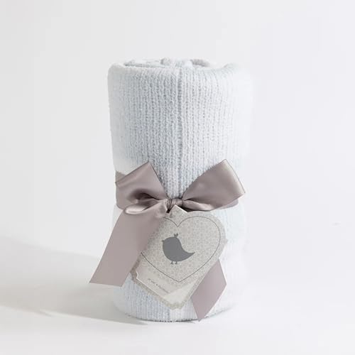 Living Textiles Blue Check Chenille Knitted Soft Baby Blanket - Reversible Premium Cozy Fabric for Best Comfort - for Infant,Toddler,Newborn,Nursery,Boy,Throw,Crib,Stroller - color: Blue Check