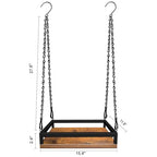 Plant Hanger Indoor, 16" Wooden Hanging Plant Holder with Metal Frame Large Hanging Planter for Indoor Plants Load 50LB Hanging Plant Shelf with 27.6" Long Chain, Ideal for Heavier Pots Window Ceiling - size: Large