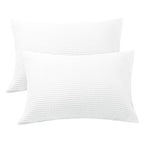 Zaizaihome Waffle Weave Pillowcases Queen Size 2 Pack, 100% Egyptian Cotton 600 Thread Count, Ultra Soft Pillow Shams with Envelope Closure, Breathable Skin-Friendly Pillow Case, White, 20x30 Inches - color: White, size: 30" x 20" (Pack of 2)