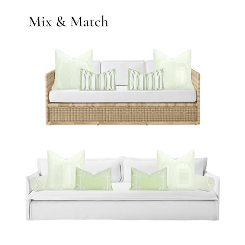Hofdeco Premium Coastal Hampton Outdoor Performance Throw Pillow Cover Only, 20"x20" Water Repellent, UV and Fade Resistant for Backyard, Couch, Poolside, Grass Green Woven Coastline Stripes - color: Grass Green Coastline Stripes 20"x20"