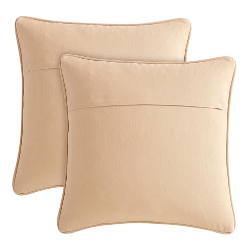 Boho Living 18x18 Beige Throw Pillow Covers Pillow Insert not Included - Boho Pillow Covers Only, Pack of 2 - color: Beige, size: (2) 18" x 18" Pillow Covers