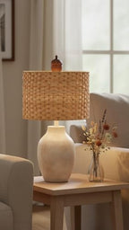 Aspen Creative 31602, Drum Spider Lamp Shade, Natural Banana Leaf, 12" Top x 12" Bottom x 9" Height - color: Banana Leaf