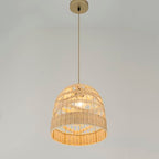 Modern Japandi Handmade Rattan Pendant Light (Dome)