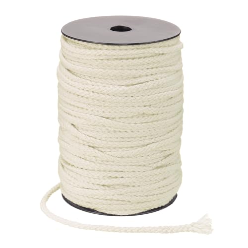 MECCANIXITY Macrame Cord 5mm x 295 ft Handmade Natural Cotton Rope, 8 Strand Twisted Braided Rope Cord for Plant Hanger Wall Hanging Dream Catcher Crafts Home Decoration, White - color: White