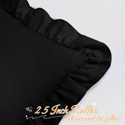 Black Ruffle Body Pillow Cover 20x54 Inch, Ruffled Long Pillowcase for Couch Sofa Bed, Decorative Farmhouse Body Pillow Shams, Pack of 1 - color: Black, size: 54" x 20" (Pack of 1)