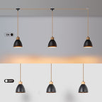 3-Light Plug in Pendant Light 22FT Industrial Hanging Lamp with Twisted Hemp Rope Independent Triple Switch Hanging Light Chandelier for Dining Room Kitchen, Black Finish - color: A 3 Lights