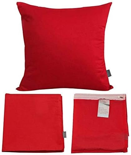 Thmyo 4-Pack 100% Cotton Comfortable Solid Decorative Throw Pillow Case Square Cushion Cover Pillowcase Sublimation Blank Pillow Covers DIY Throw Pillowcase for Couch Sofa Bed(18x18 inch/45x45cm,Red)