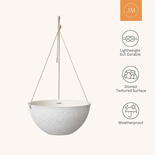 LA JOLIE MUSE Large Hanging Planters for Outdoor Plants - 13 Inch Hanging Flower Pots Set of 2, Speckled White - color: Speckled White