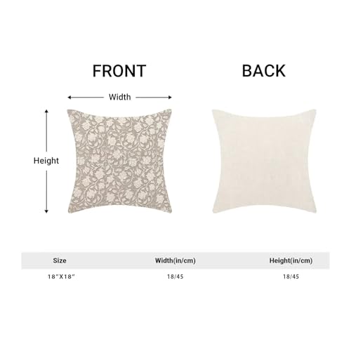 Floral Throw Pillow Covers 18x18 Set of 2, Flower Print Linen Decorative Pillow Cover Neutral Vintage Decoration Outdoor Cushion Cover Neutral Floral Pillowcase for Sofa Couch Farmhouse Room - color: Floral Neutral, size: 18" x 18" (Pack of 2)