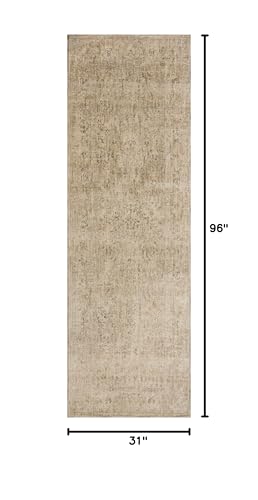 Loloi Magnolia Home by Joanna Gaines Junie Collection JUE-02 Oatmeal/Smoke 2'-7" x 8'-0", .38 Pile Height, Runner Rug - color: Oatmeal / Smoke, size: 2'7" x 8' (Rectangular)
