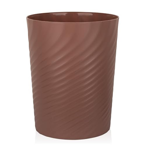 UUJOLY Plastic Trash Can Wastebasket, Garbage Container Basket for Bathrooms, Kitchens, Offices, Kids Rooms (Brown, 1.8 Gallon) - color: Brown, size: 1.8 Gallon/1 Pack