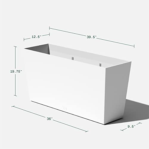 Veradek Midori Long Trough Planter (White, 39 inch - 2 Pack with 2 Saucer Trays) - color: White, size: 39 inch - 2 pack with saucers