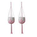 2 Pack Macrame Hanging Planters with Patterns - Stylish Plant Hangers Crochet Boho Plant Holder Hanging Plant Basket for Up to 6 Inch Pots(Pink) - color: Pink
