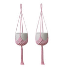 2 Pack Macrame Hanging Planters with Patterns - Stylish Plant Hangers Crochet Boho Plant Holder Hanging Plant Basket for Up to 6 Inch Pots(Pink) - color: Pink