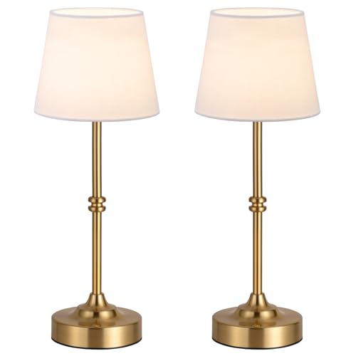Kakanuo Rechargeable Cordless Table Lamp Gold - 2 Pack Brass 4000mAh Battery Operated Lamp, 3000K Warm Light, Touch Control Stepless Dimming, for Bedside, Dining Table, Home Decor - color: Brass, size: 2 Pack - 15.6in