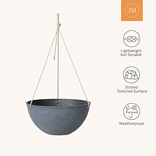 LA JOLIE MUSE Large Hanging Planters for Outdoor Plants - Hanging Flower Pots Weathered Gray (13.2 Inch, Set of 2) - color: Gray