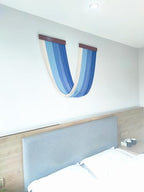 Tie-Dye Macrame Wall Hanging Large 46" Wx36 L Dip Dye Yarn Tapestry Home Boho Wall Decor Ombre Art Headboard Bedroom Living Room Apartment,Blue - color: Blue