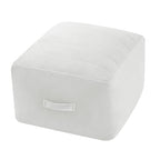 MeMoreCool Square Stuffed Pouf Ottoman Foot Rest, Floor Pouf Foot Stool with Foam Chunk Filling, Soft Stuffed Ottoman Footrest for Living Room, Off-White - color: Striped Off-white