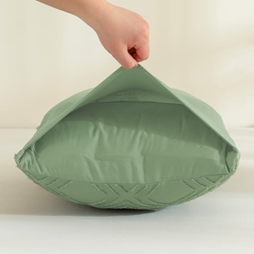 JELLYMONI Pillowcases King Size Light Green 2 Pack Boho Plaid Bed Pillow Covers 20x36in Polyester Envelope Pillow Shams Tufted Bohemian Textured (Pillows are not Included) - color: 02 - Light Green - Grid, size: 36" x 20" (Pack of 2)