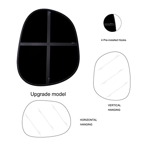 ELEHUME Asymmetrical Wall Mirror for Decor 17.5"*22.5", Modern Black Framed Wall Mirror for Living Room Bathroom Bedroom Entryway ELE-STOU-0066B - color: Mat Black, size: 22.5"L x 17.5"W