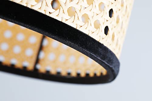 Nakuv - Modern Bohemian Mini Pendant with 2 Tier PVC Rattan Shade and Velvet Stiched Rim for Foyer, Kitchen Living Room, Bedroom, Beige - color: Nakuv - Mini