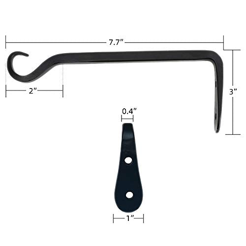 Worth Garden 6-Pack 7" Plant Hanger Bracket - Forged Wrought Iron Powder-Coated Heavy Duty Wall Hook - Black Hanging Hooks - Durable and Stable for Bird Feeders, Planters Indoor & Outdoor - color: Black, size: 7" Length