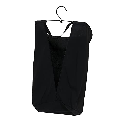 Household Essentials Door Hanging Laundry Bag in Washable Canvas with Loop Handle, Black - color: Black