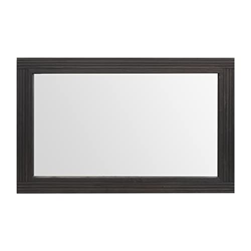 YOSHOOT Hand-Made Wooden Spliced Wall Mirror for Bathroom, Rustic Farmhouse Vanity Mirror, Décor Wall Art, Solid Wood Frame, Vertical or Horizontal Hanging - color: Spliced Black, size: 32"L x 24"W