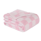 Checkered Throw Blanket, Pink Soft Cozy Fluffy Knitted Throw Blankets for Couch, Sofa, Bed, Chair, Warm Fuzzy Travel Picnic Lightweight Plaid Blanket, 50x70 inches - color: Pink, size: 50×70 Inch