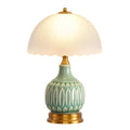 Table Lamps Ceramic Retro Lamp for Living Room,15.7" Modern Bedside Nightstand Traditional Lamps, Classic Chinoiserie Green Glass Lamp for Home (Retro) - style: Retro
